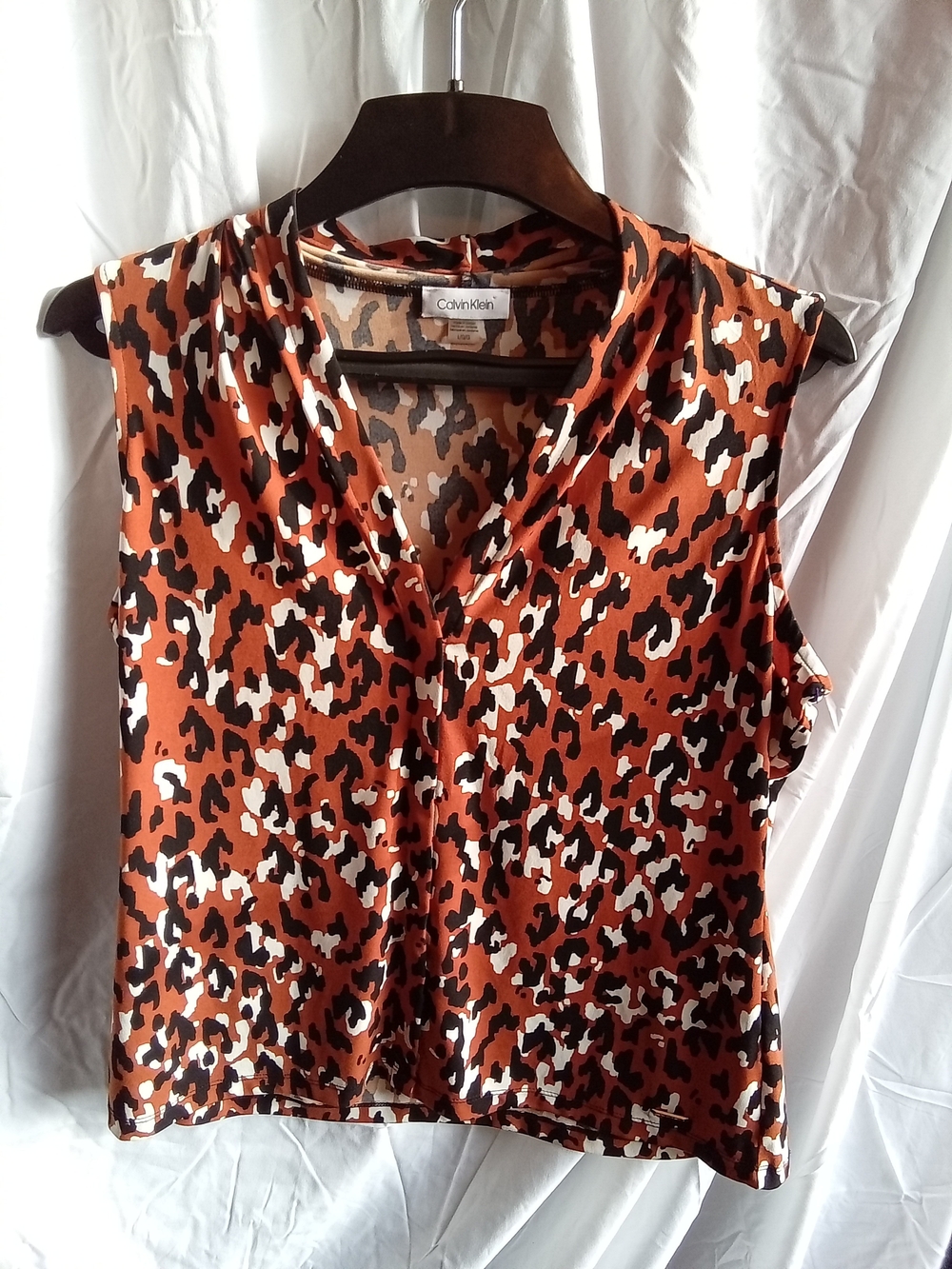 Calvin Klein Rust Leopard Print Sleeveless Camisole L